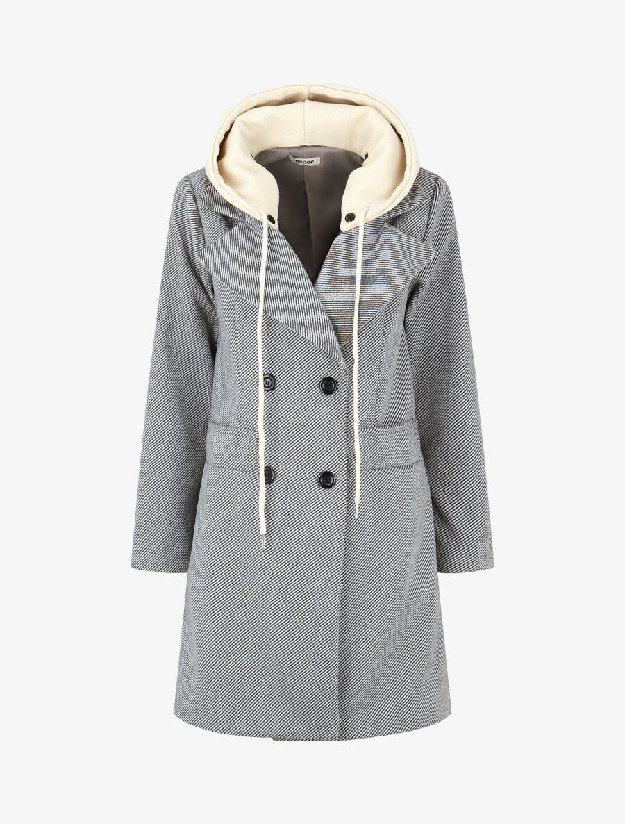 Manteau à capuche style sweat - Gris - 1