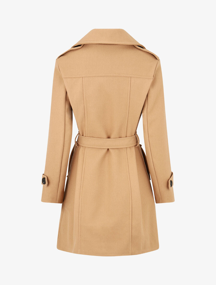 Manteau long uni boutonné - Camel - 2