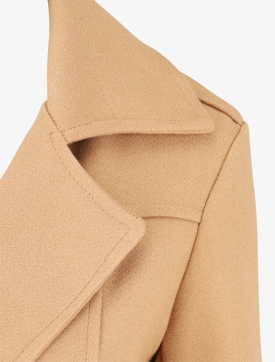 Manteau long uni boutonné - Camel - 3