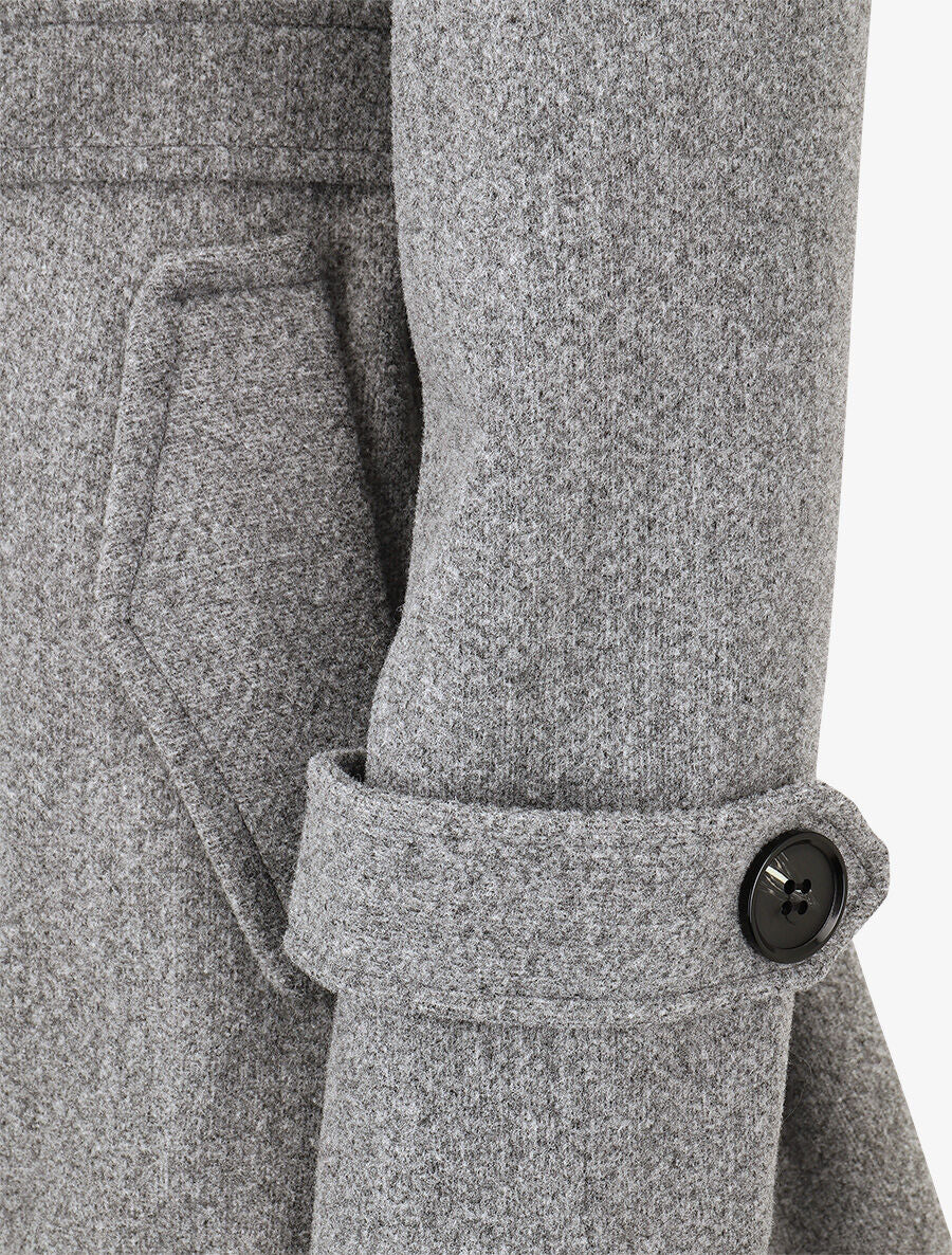 Manteau long uni boutonné - Gris chiné - 3