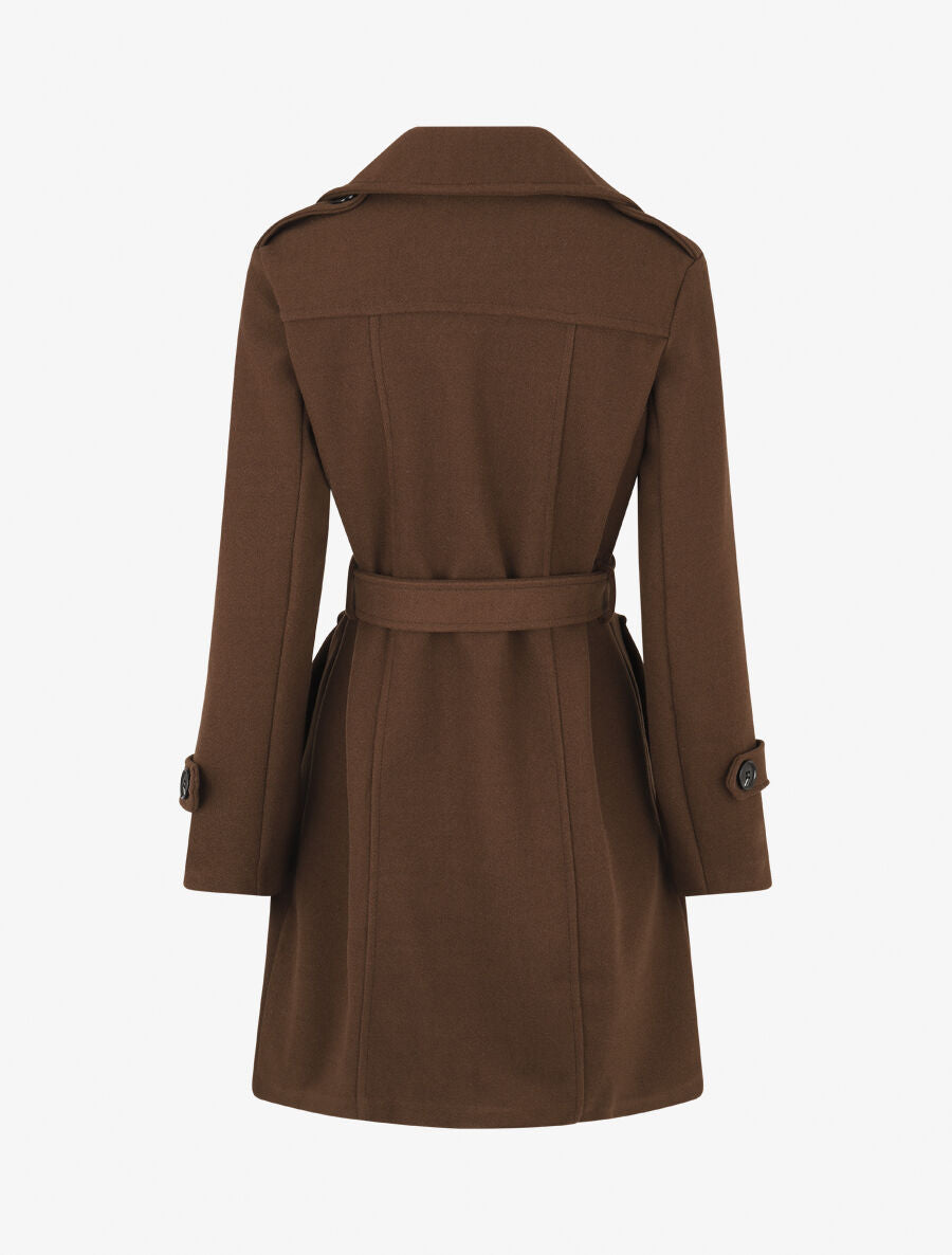 Manteau long uni boutonné - Chocolat - 2