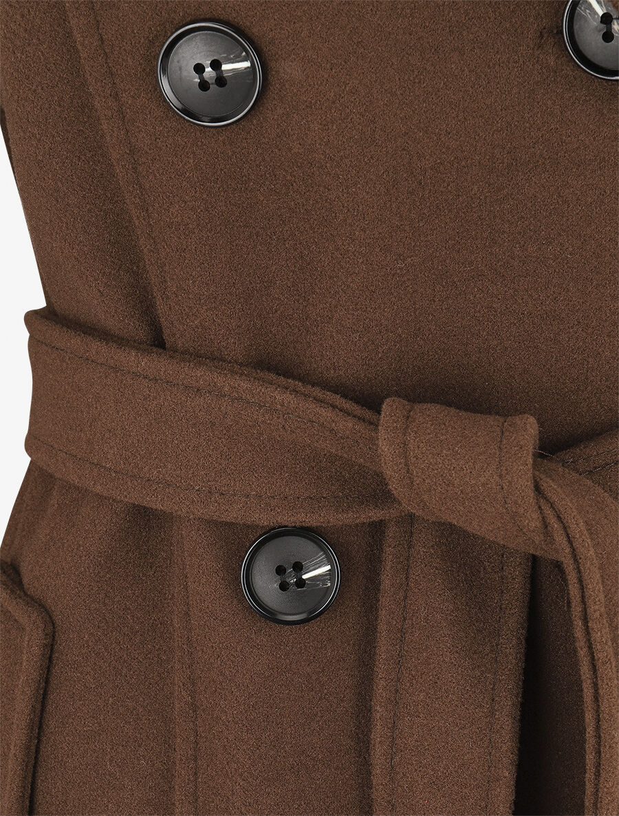Manteau long uni boutonné - Chocolat - 3