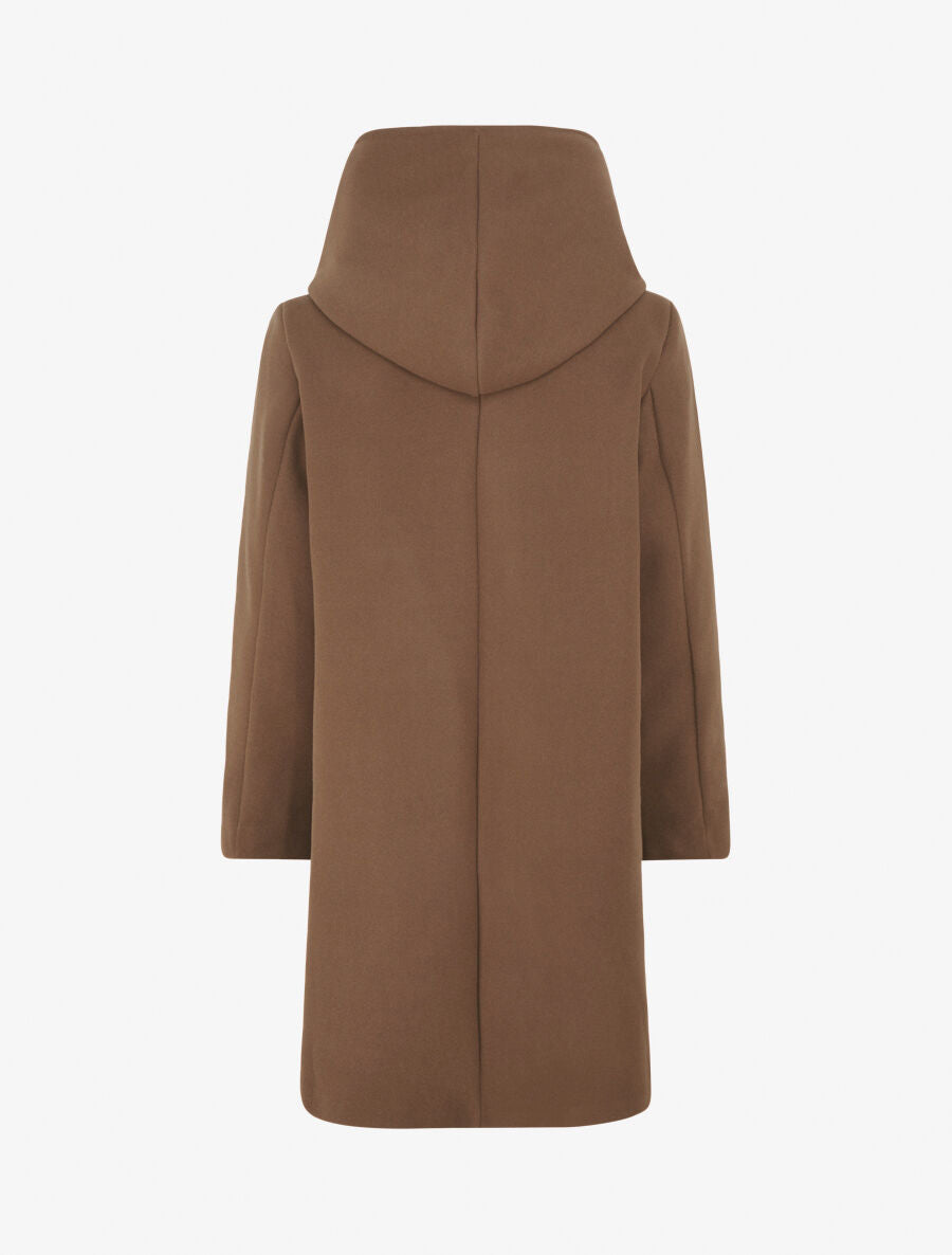 Manteau long uni à capuche - Marron - 2