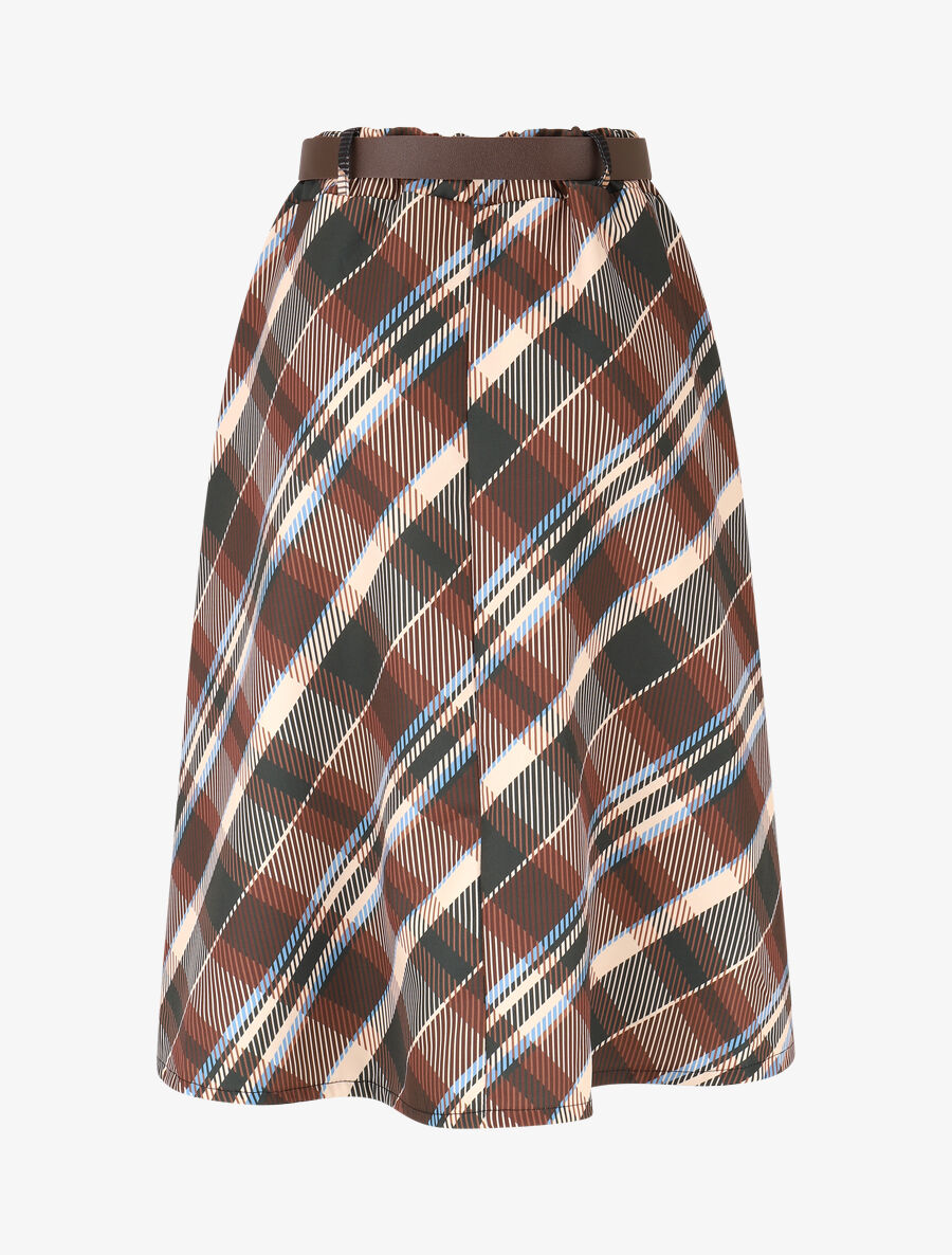 Jupe longue imprimé carreaux - Camel - 2
