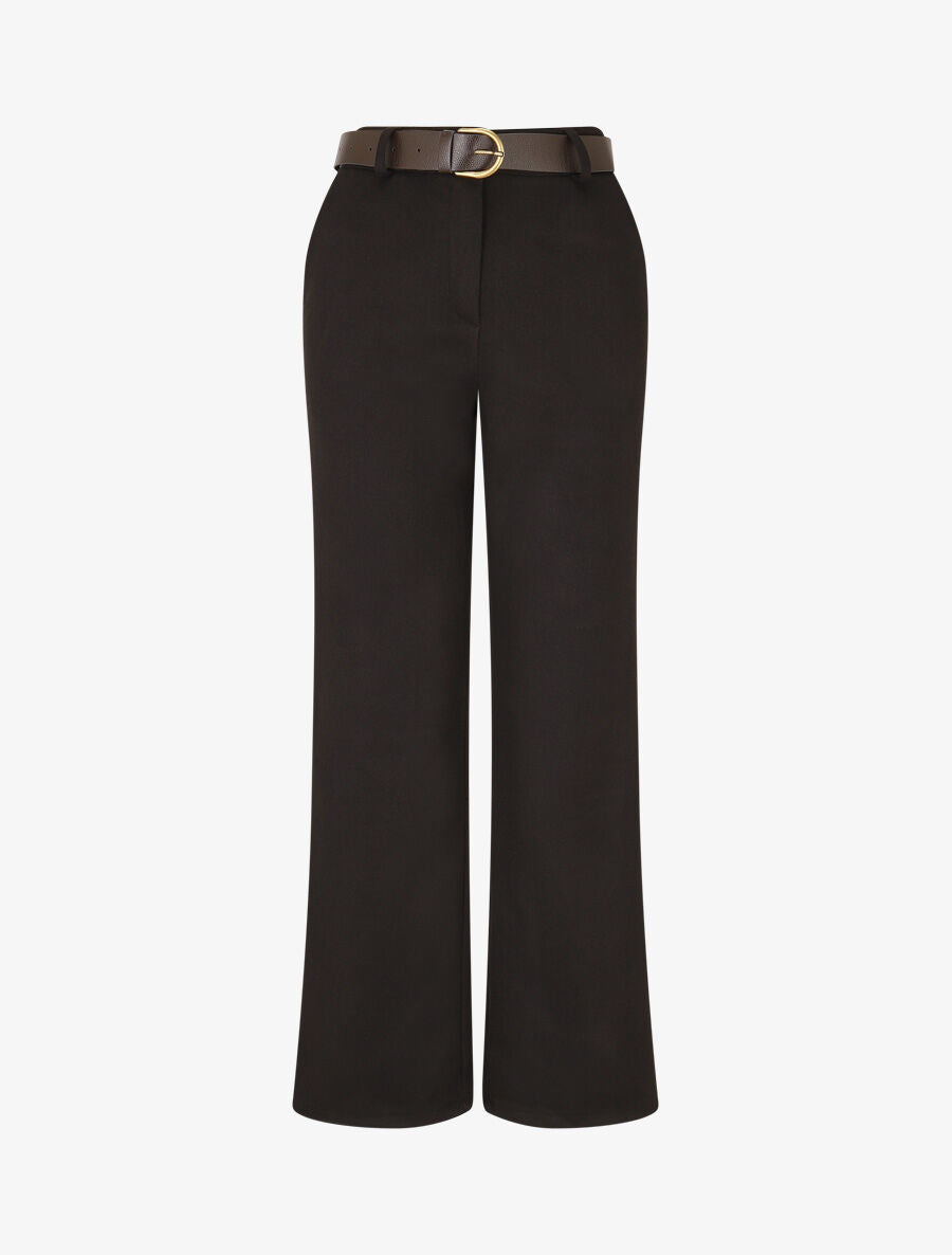 Pantalon épais uni coupe droite - Noir - 4