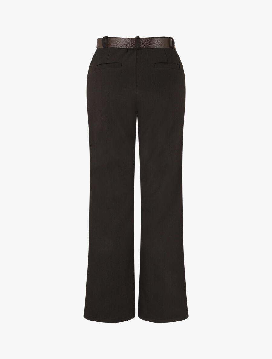 Pantalon épais uni coupe droite - Noir - 2