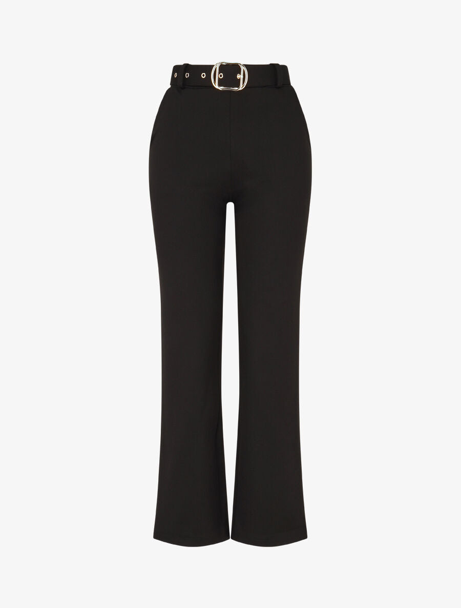 Pantalon long uni ceinturé - Noir - 5