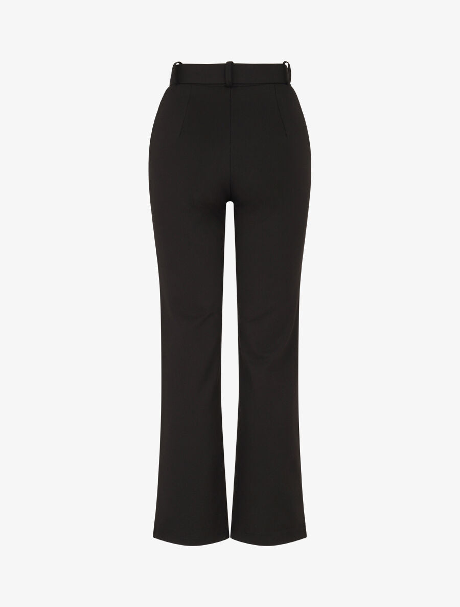 Pantalon long uni ceinturé - Noir - 2