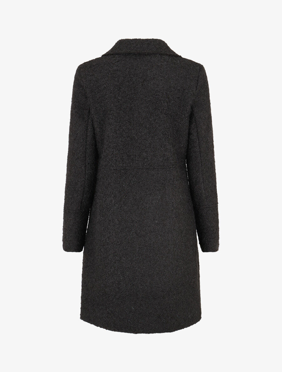 Manteau long uni duveteux - Noir - 2