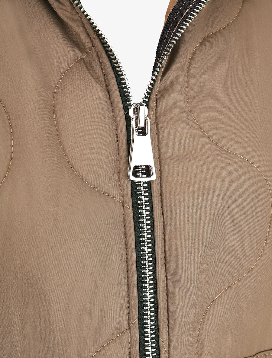 Manteau matelassé asymétrique à capuche - Marron glacé - 3