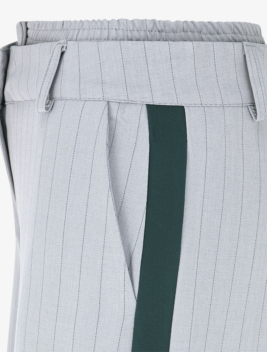 Pantalon fluide à bandes contrastantes - Gris - 3
