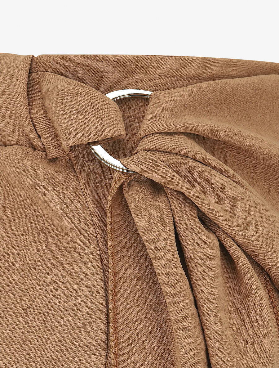 Pantalon droit à pan drapé - Camel - 3