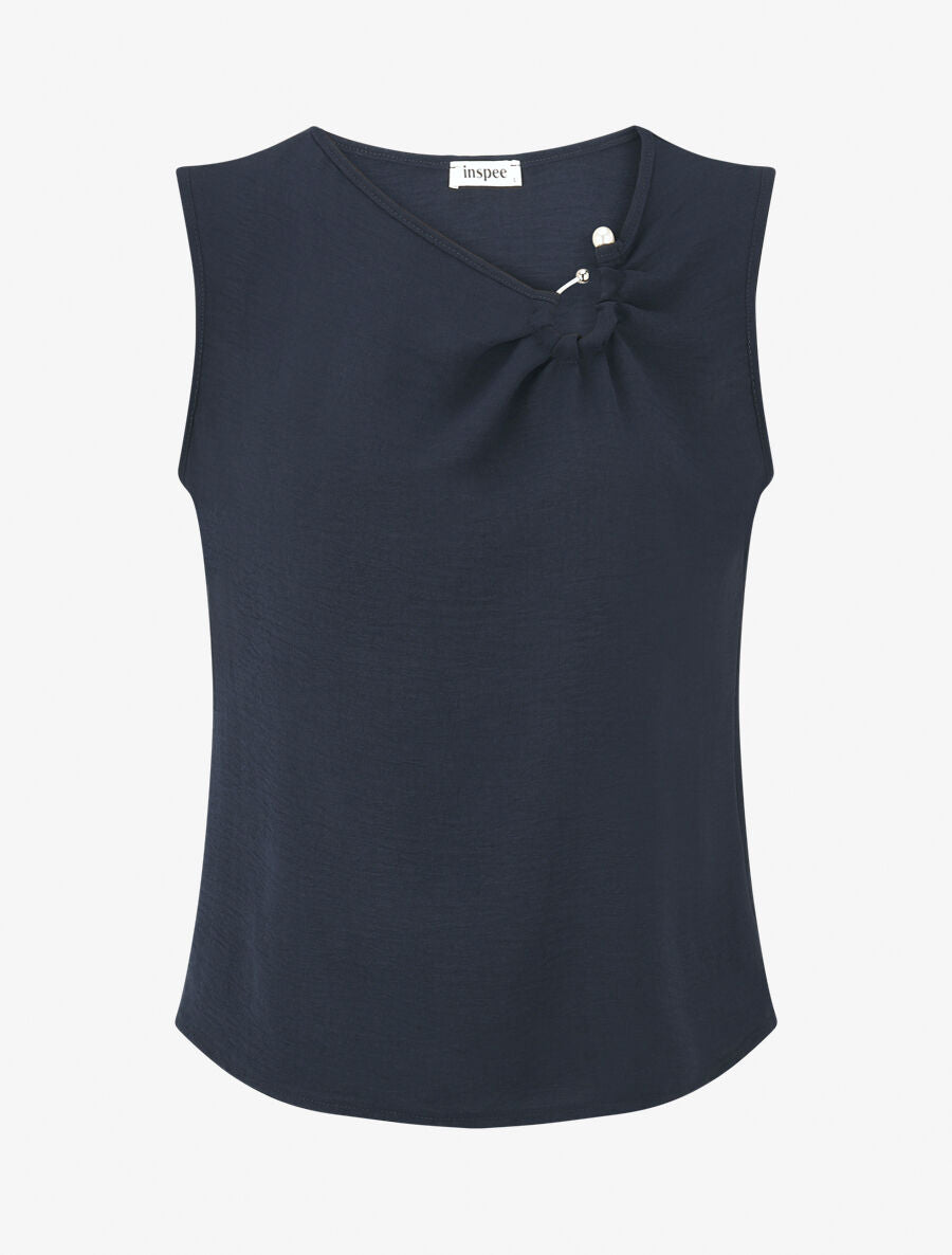 Top sans manches à col asymétrique - Marine - 4