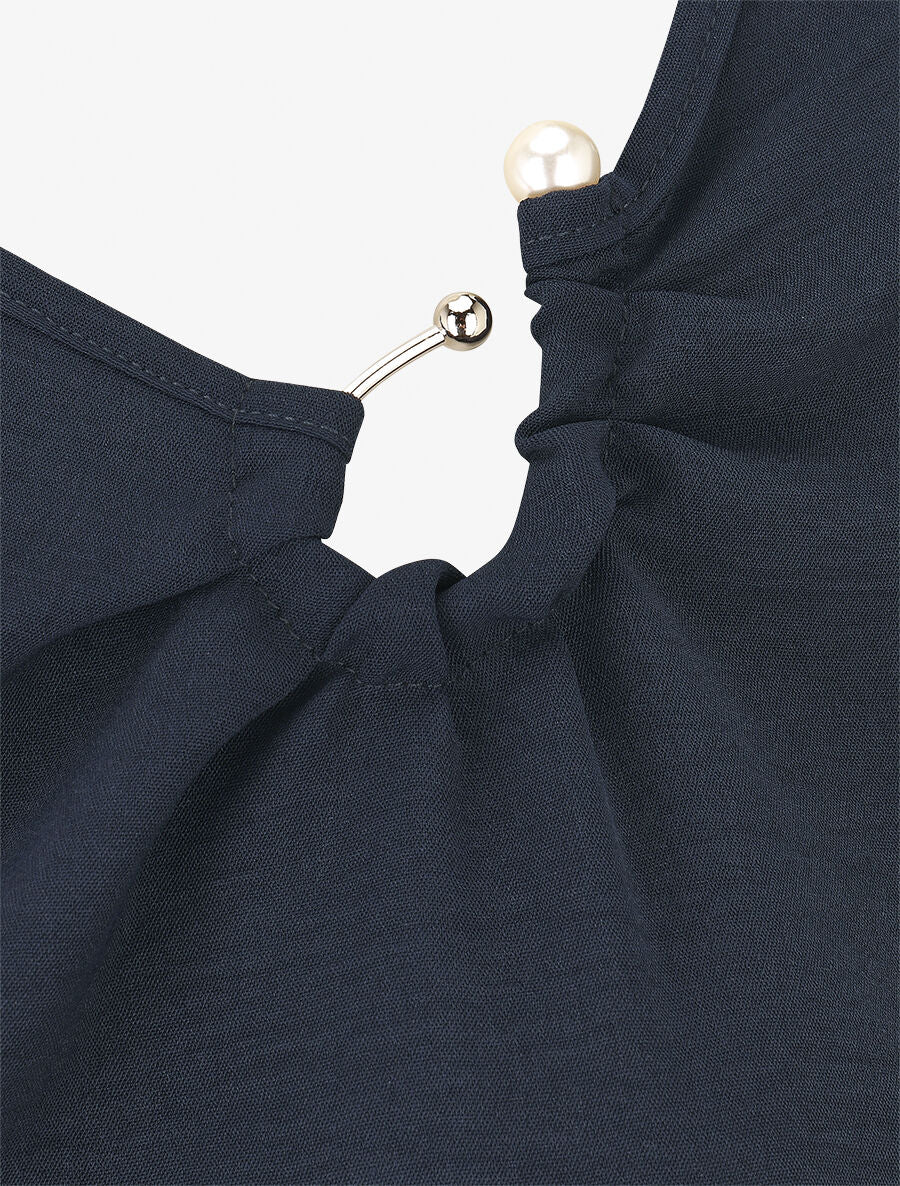 Top sans manches à col asymétrique - Marine - 3