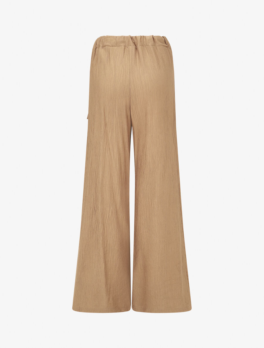 Pantalon texturé à pans - Camel - 2