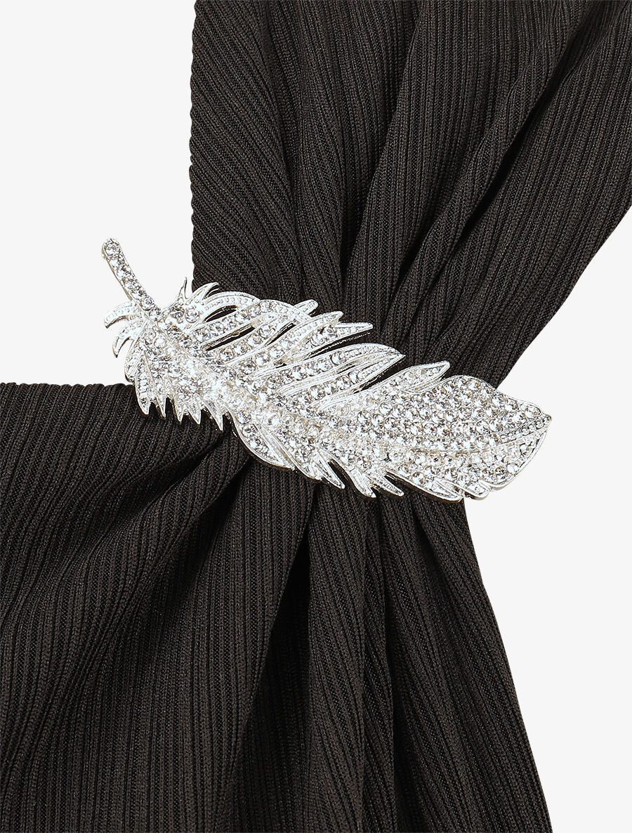 Top droit sans manches à broche plume - Noir - 3