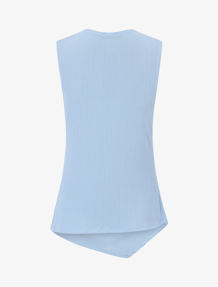Top drapé cache-coeur sans manches - Bleu ciel - 2