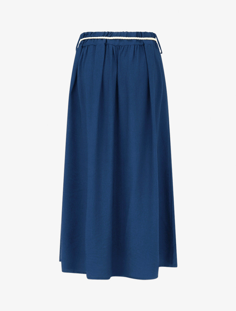 Langer Rock mit hoher Taille und ausgestelltem Schnitt - Blau