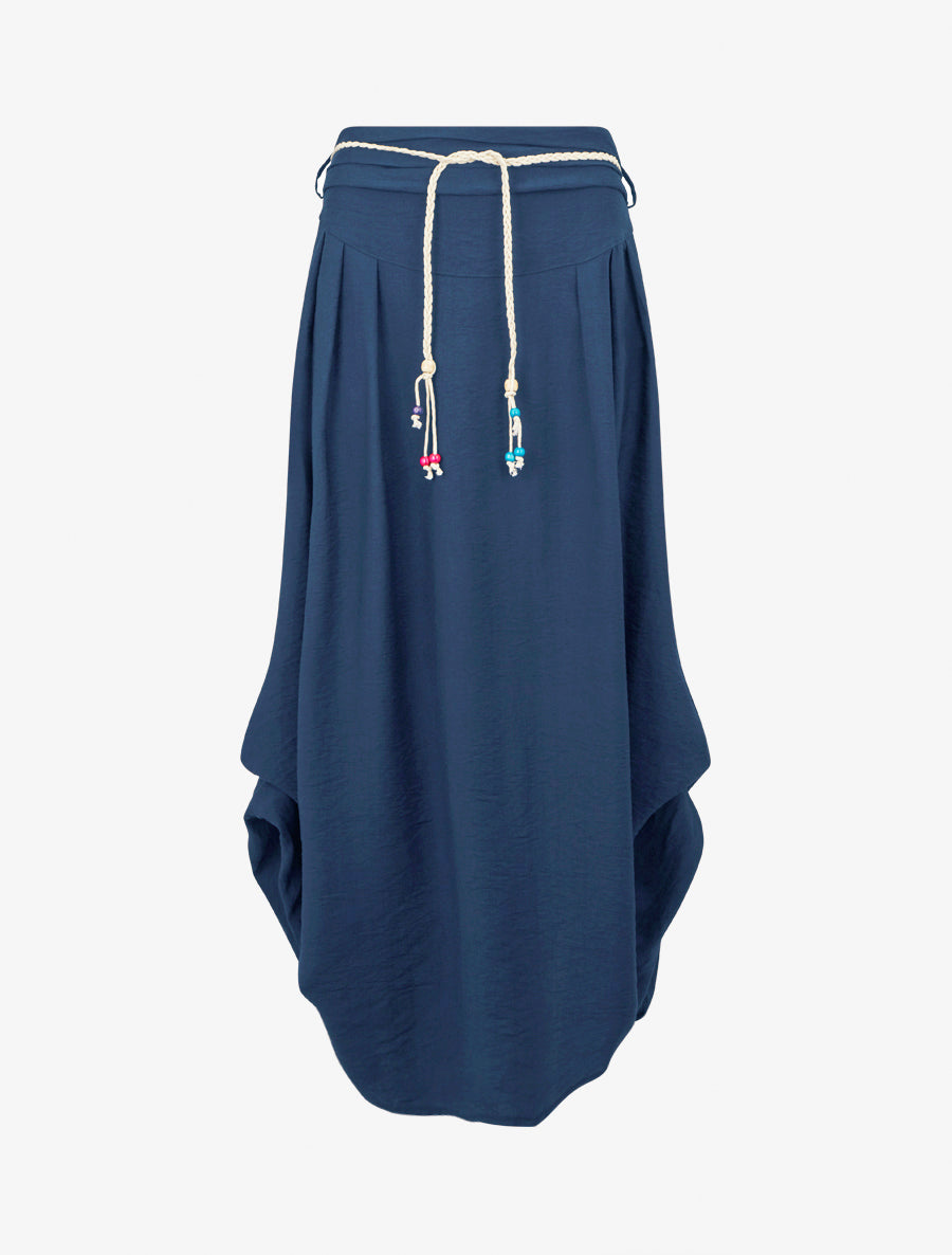 Langer Rock mit hoher Taille und ausgestelltem Schnitt - Blau