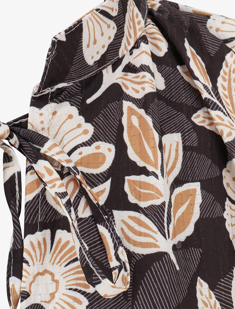 Top sans manches à imprimé feuilles - Noir - 3