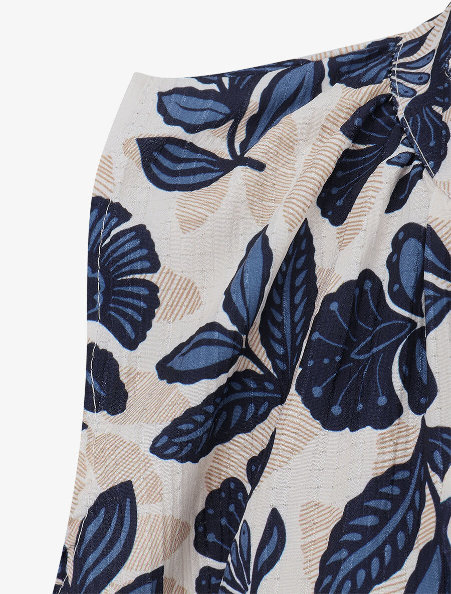 Top sans manches à imprimé feuilles - Marine - 3