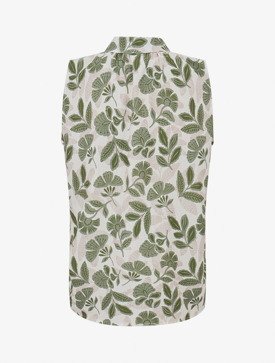 Top sans manches à imprimé feuilles - Kaki - 2