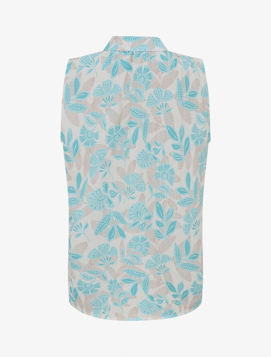 Top sans manches à imprimé feuilles - Turquoise - 2