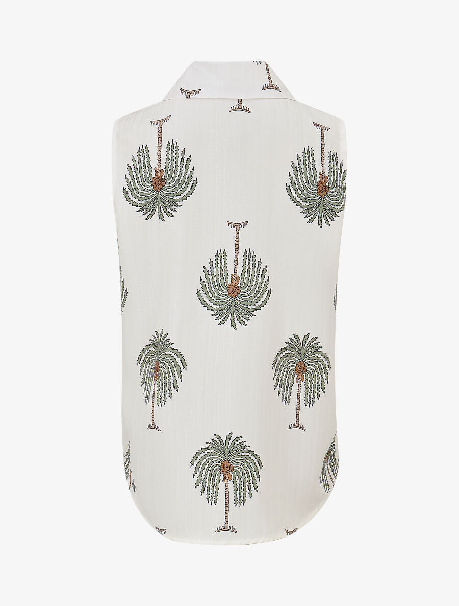 Chemise sans manches imprimé palmier - Kaki - 2
