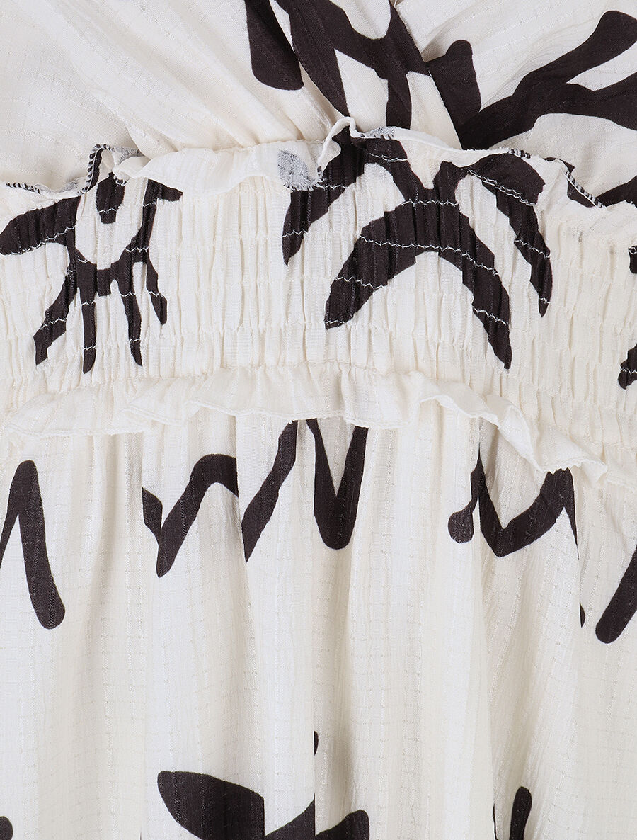Robe élastiquée imprimé abstrait - Noir - 3
