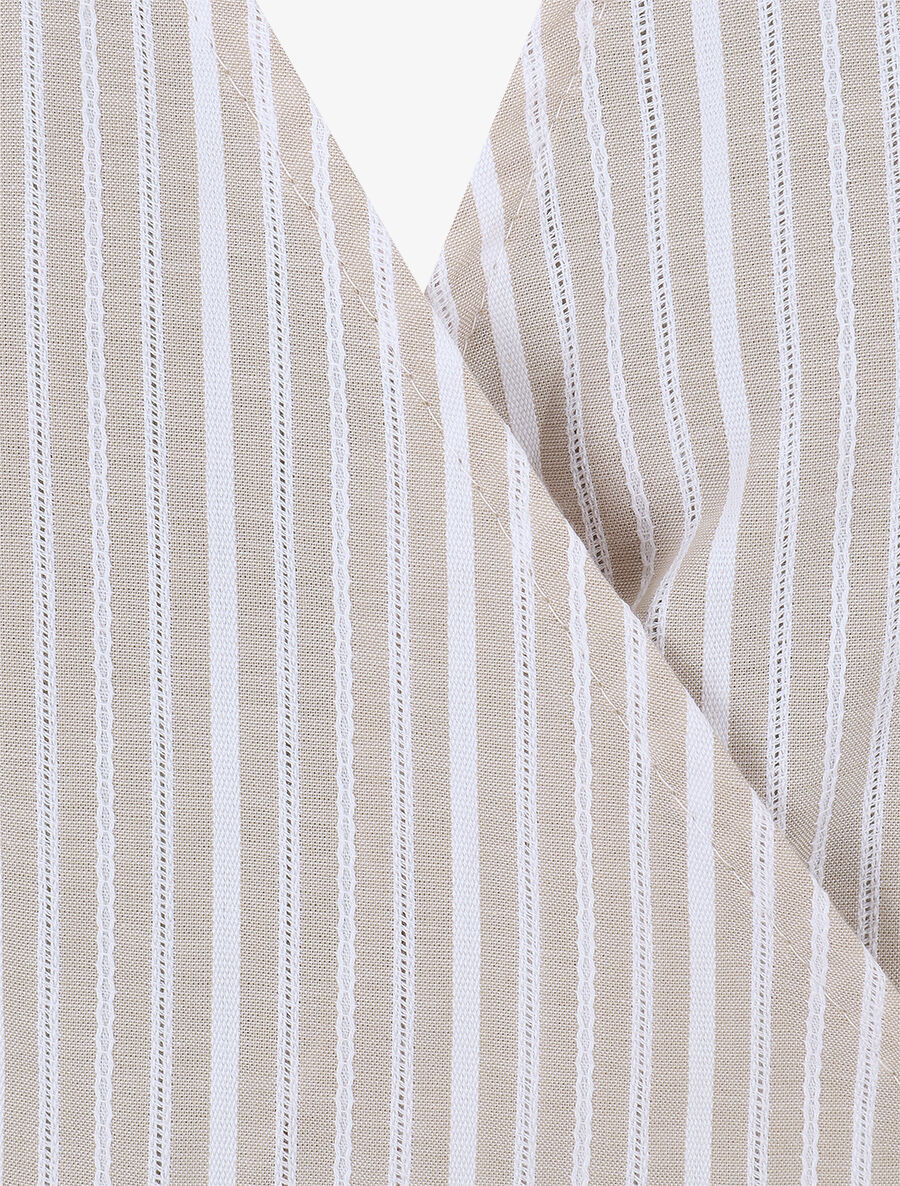 Blouse cache-coeur à rayures - Beige - 3