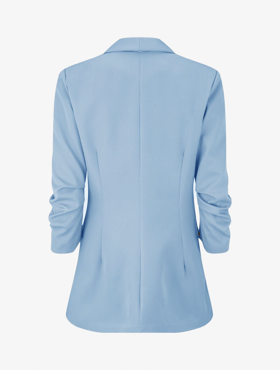 Blazer uni à manches froncées - Bleu ciel - 2