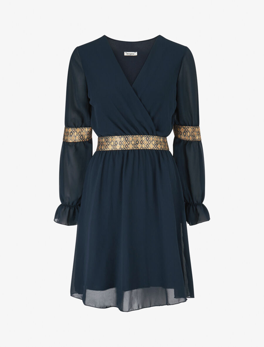 Robe patineuse à bandes irisées - Marine - 1