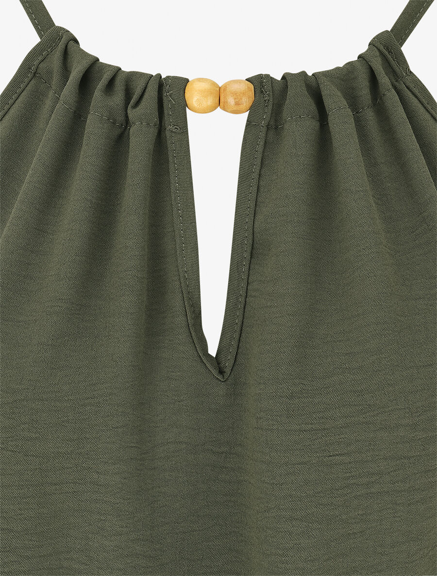 Combinaison ample à liens à nouer - Kaki - 3