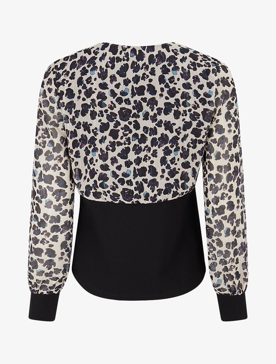 Top à taille droite imprimé moucheté - Bleu - 2