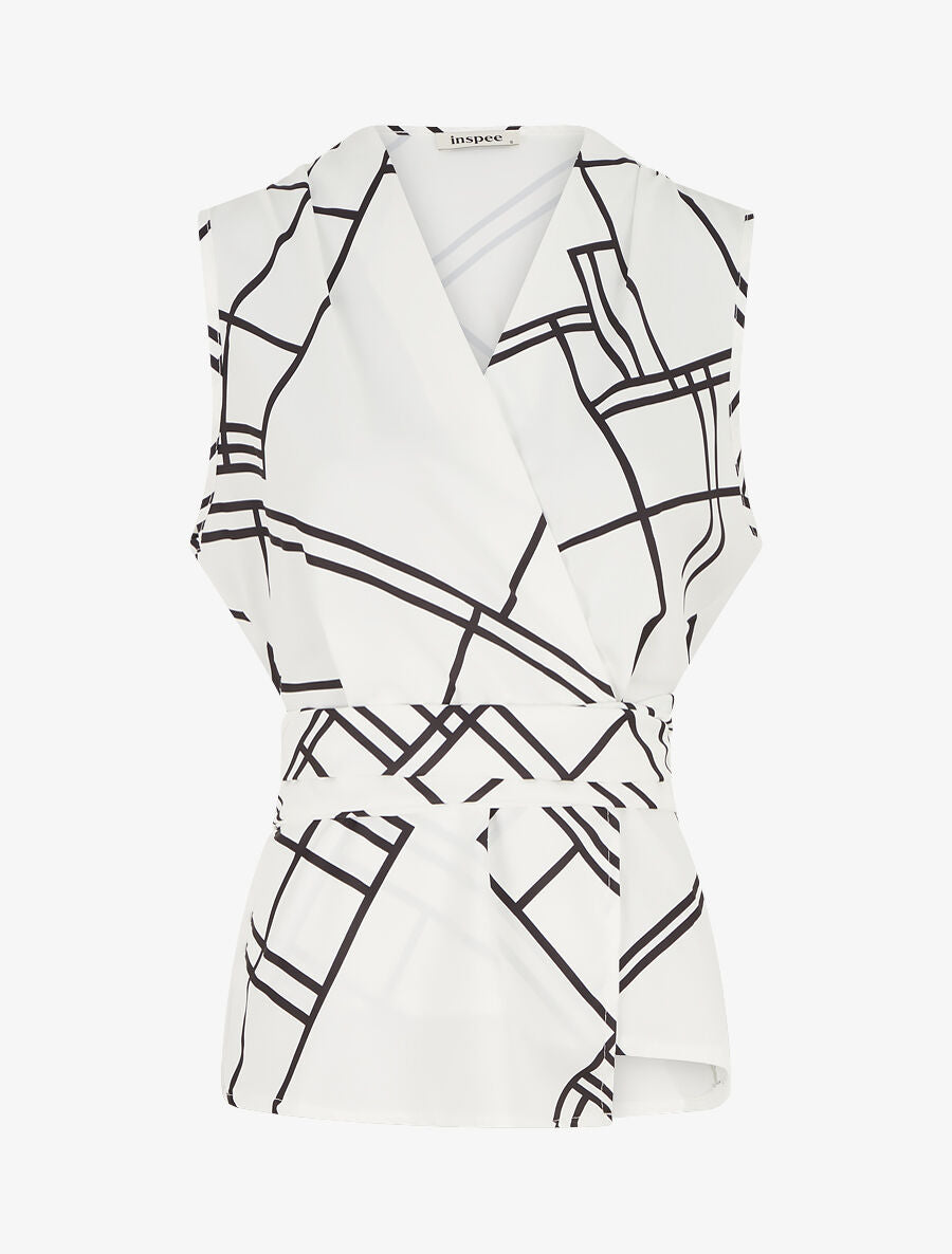 Top sans manches imprimé graphique - Blanc - 1