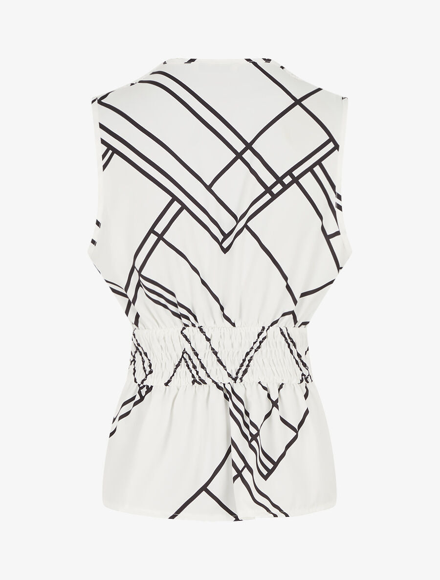 Top sans manches imprimé graphique - Blanc - 2