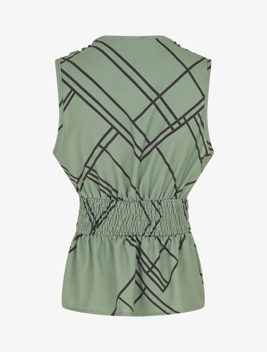 Top sans manches imprimé graphique - Kaki - 2