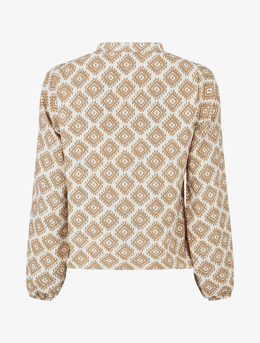 Blouse manches longues imprimé ikat - Camel - 2