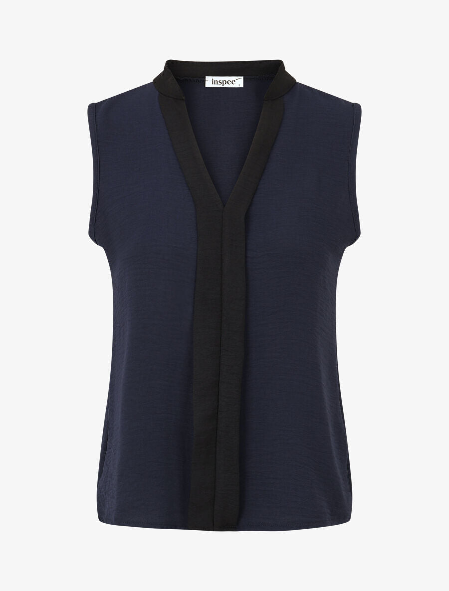 Top bicolore en voile - Marine - 1