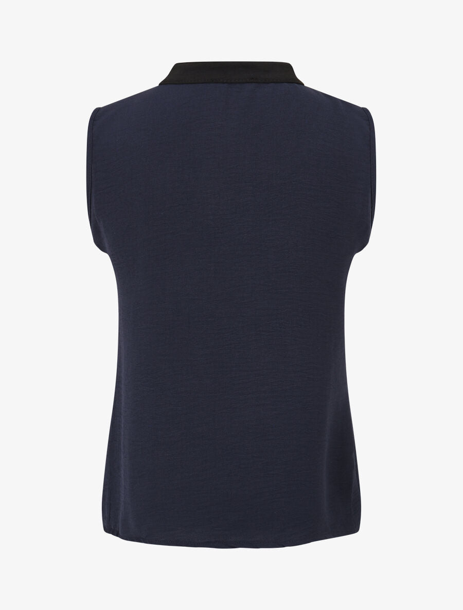 Top bicolore en voile - Marine - 2