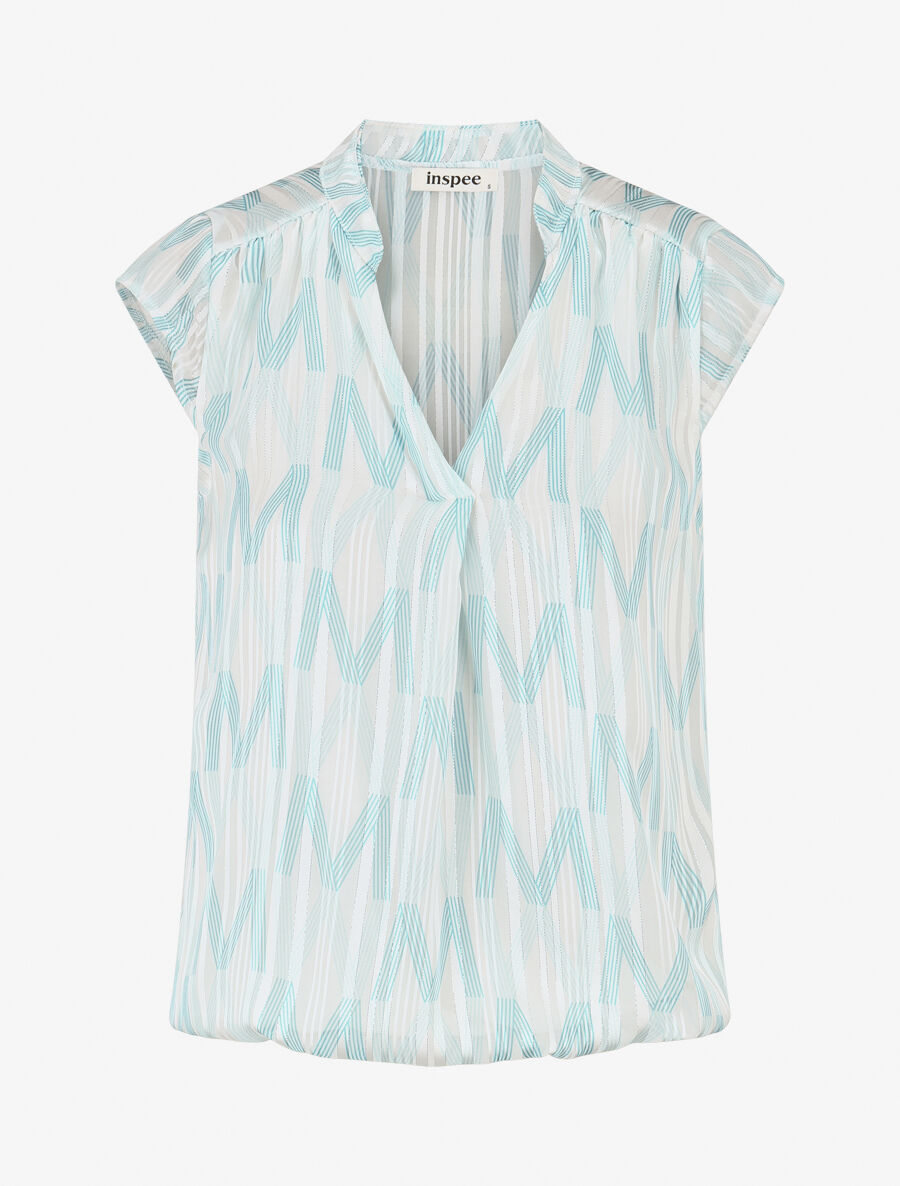 Top sans manches irisé imprimé graphique - Bleu turquoise - 4