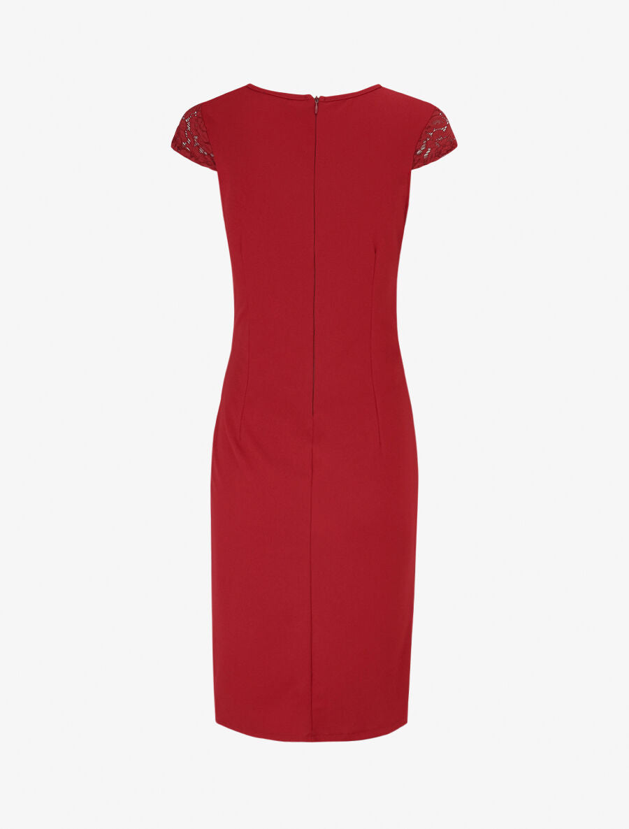 Robe portefeuille à buste dentelle - Bordeaux - 2