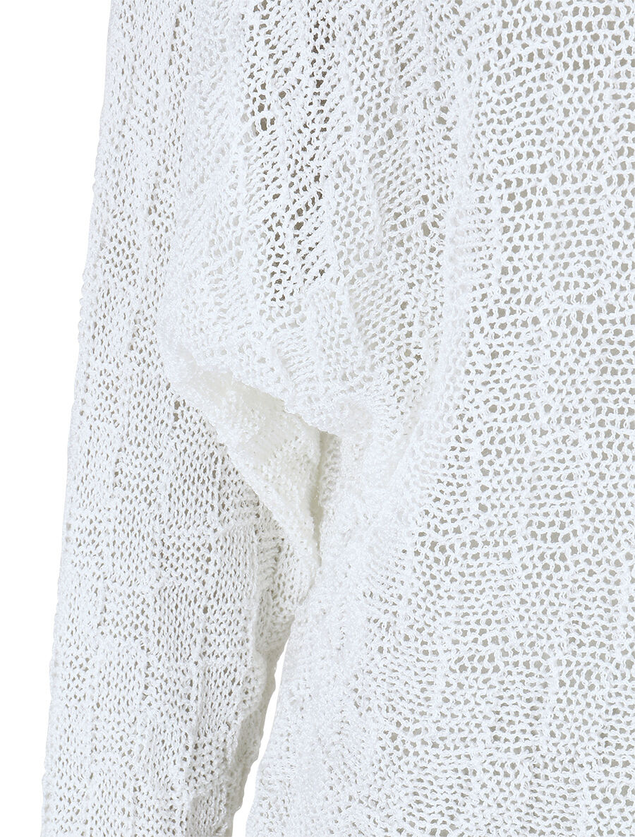 Pull uni en maille ajourée - Blanc - 3