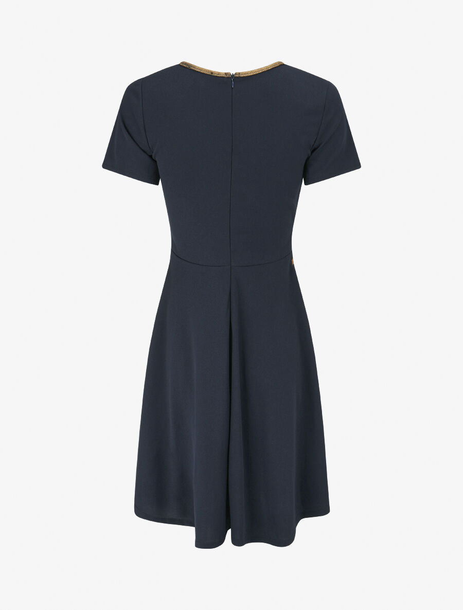Robe patineuse à taille soulignée - Marine - 2
