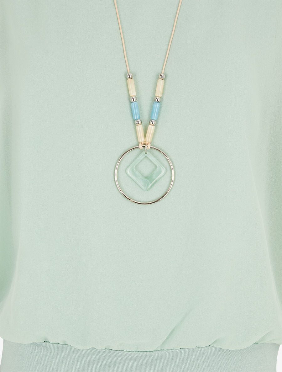 Top uni en voile à manches volantées - Vert d&