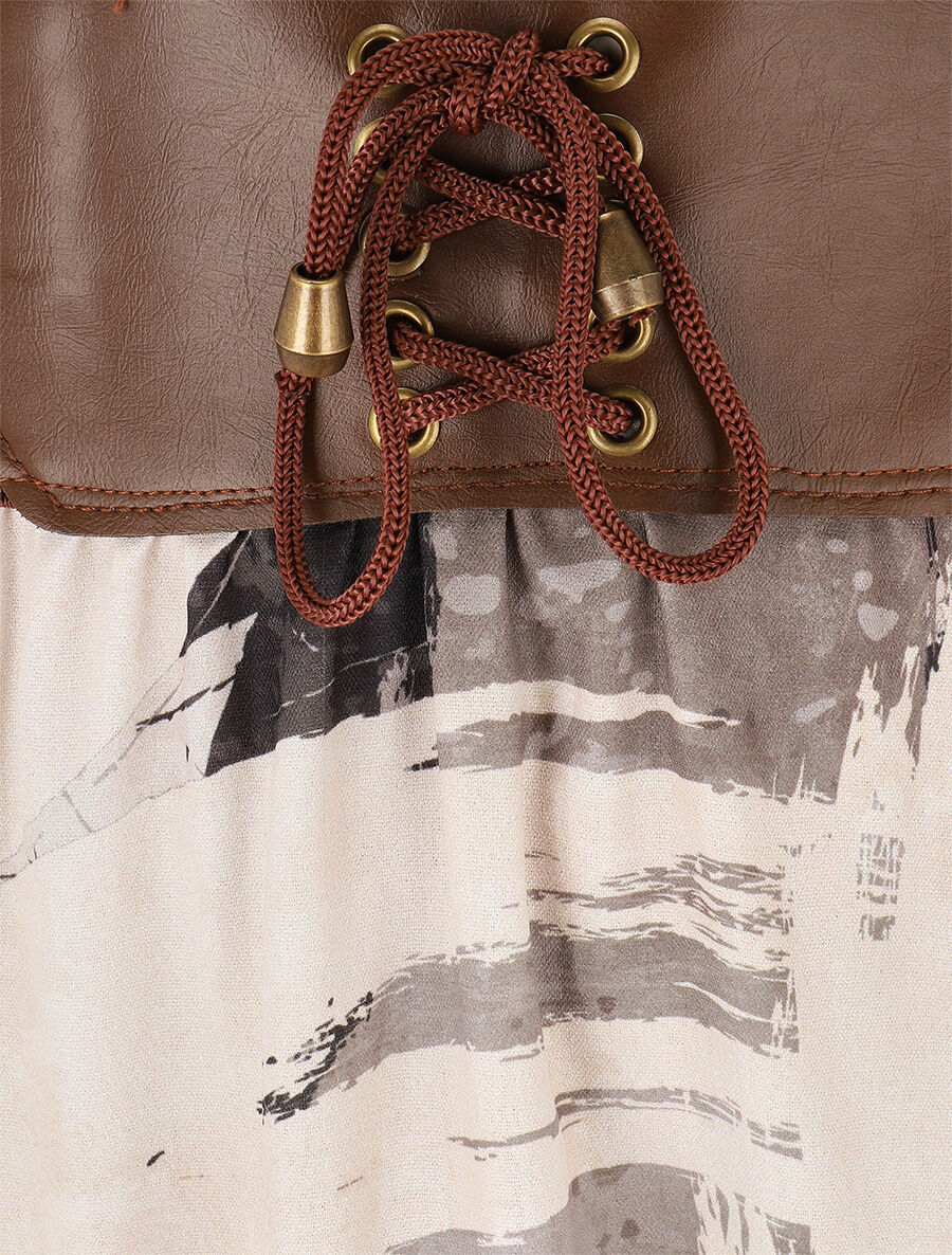 Jupe longue évasée imprimé abstrait - Noir - 3