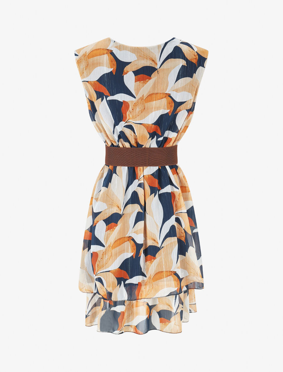 Robe irisée sans manches à imprimé floral - Marine - 2