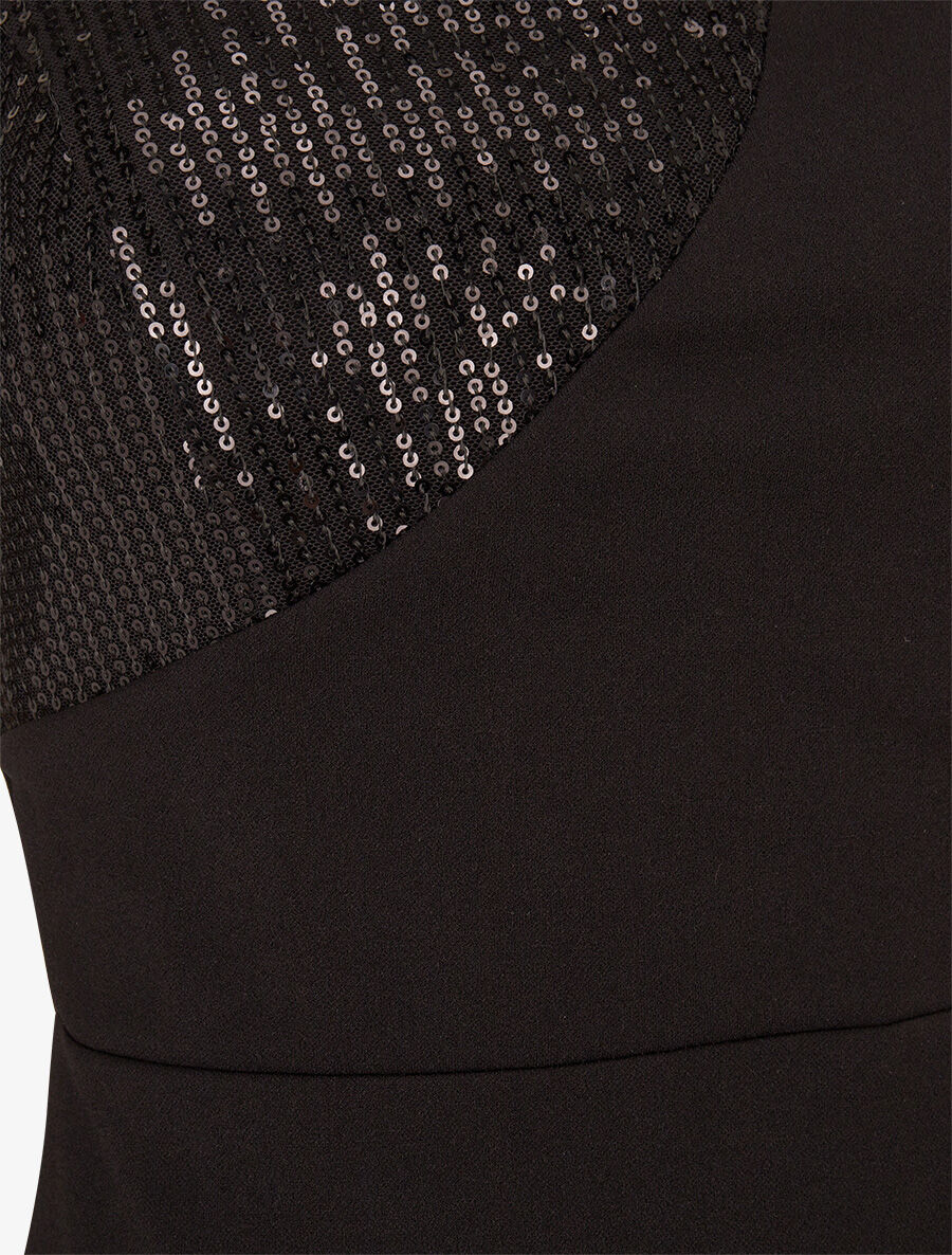 Robe moulante à côté incrusté de sequins - Noir - 3