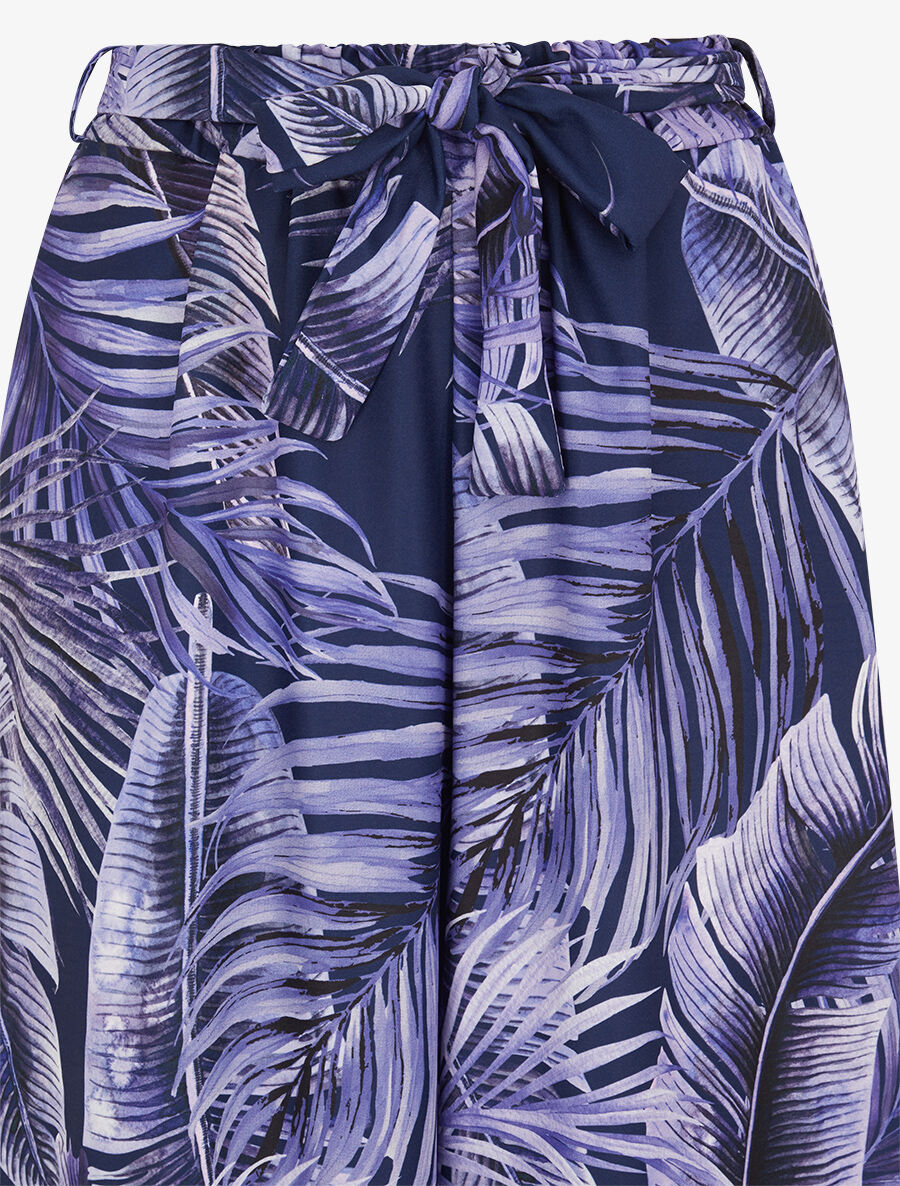 Pantalon ample à imprimé tropical - Marine - 3