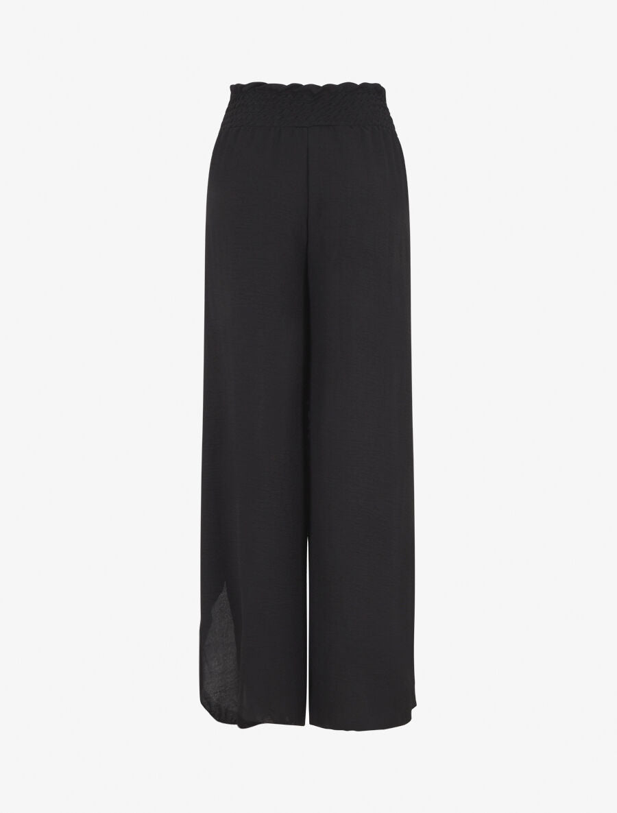 Pantalon tulipe uni à taille élastiquée - Noir - 2